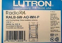 ❶ NEW Lutron RadioRA RA RALB-5W-AO-WH-P Wall Mount 5 button Master Control