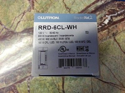 ❶ NEW Lutron RRD-6CL-WH RadioRA 2 RA2Rf 600 Watt Dimmer -Choice of Satin Color!